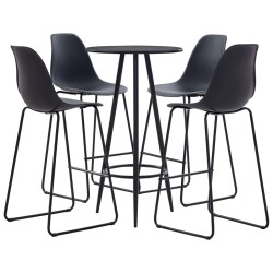 vidaXL Juego de mesa alta y taburetes 5 piezas plástico negro