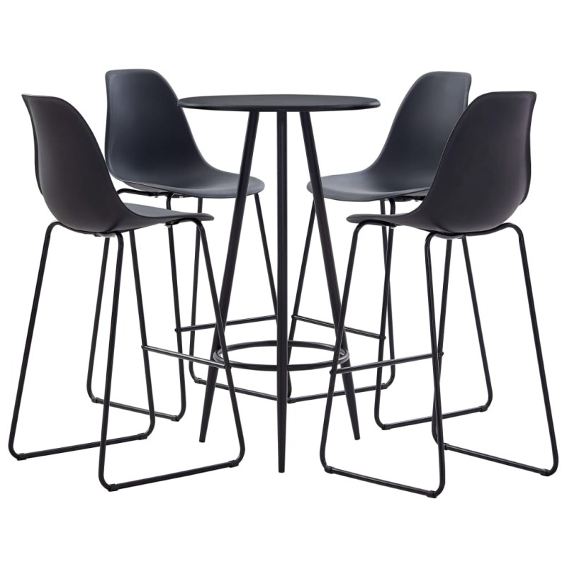 vidaXL Juego de mesa alta y taburetes 5 piezas plástico negro vidaXL Juego de mesa alta y taburetes 5 piezas plástico negro
