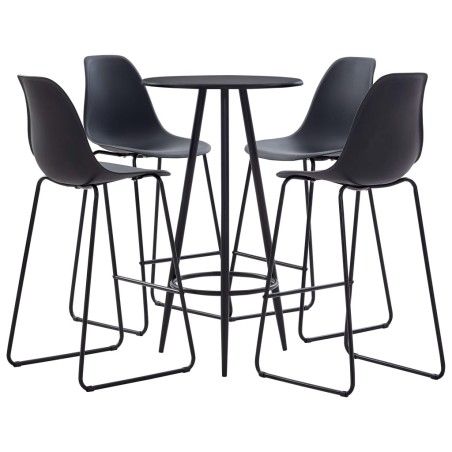 vidaXL Juego de mesa alta y taburetes 5 piezas plástico negro
