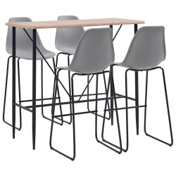 vidaXL Juego de mesa alta y taburetes 5 piezas plástico gris