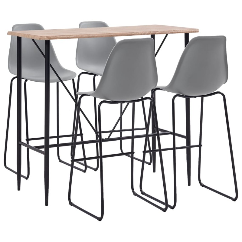 vidaXL Juego de mesa alta y taburetes 5 piezas plástico gris vidaXL Juego de mesa alta y taburetes 5 piezas plástico gris