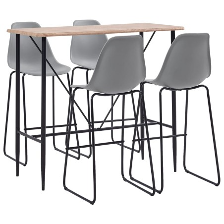 vidaXL Juego de mesa alta y taburetes 5 piezas plástico gris
