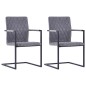 vidaXL Sillas de comedor voladizas 2 uds cuero sintético gris oscuro vidaXL Sillas de comedor voladizas 2 uds cuero sintético gris oscuro