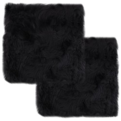 vidaXL Cojines de sillas 2 uds piel de oveja real gris oscuro 40x40 cm