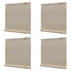 vidaXL Estor enrollable de bambú natural 4 unidades 120x160 cm