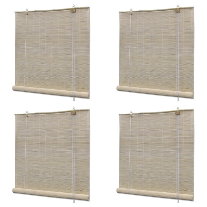 vidaXL Estor enrollable de bambú natural 4 unidades 120x160 cm vidaXL Estor enrollable de bambú natural 4 unidades 120x160 cm