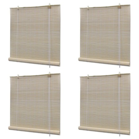 vidaXL Estor enrollable de bambú natural 4 unidades 120x160 cm