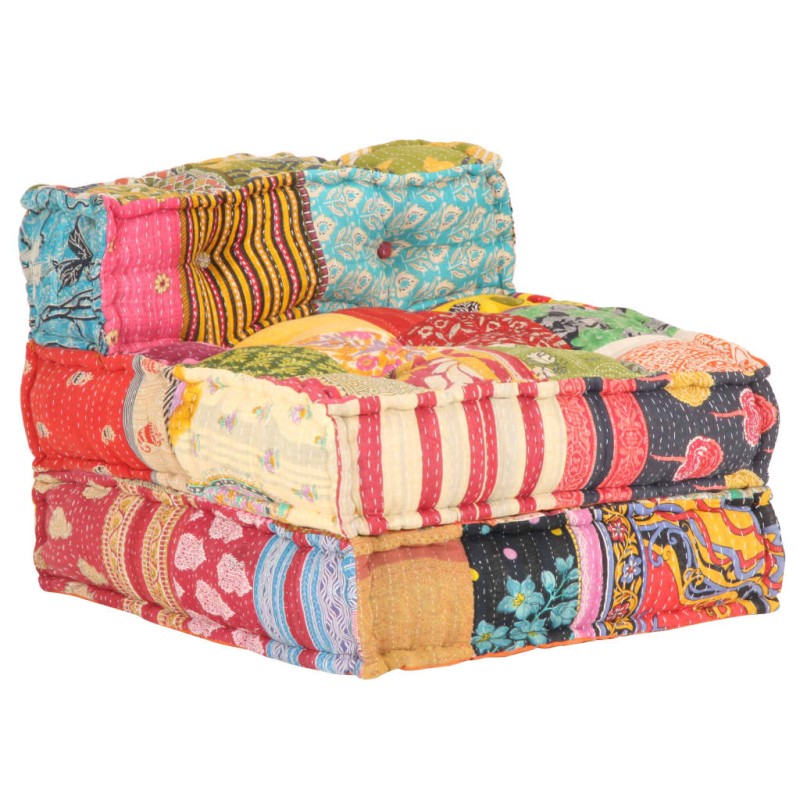 vidaXL Puf modular de tela patchwork vidaXL Puf modular de tela patchwork