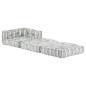 vidaXL Puf modular de tela de rayas grises
