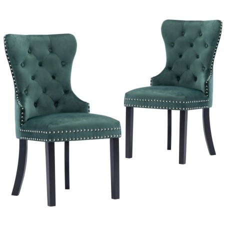 vidaXL Sillas de comedor 2 unidades terciopelo verde oscuro