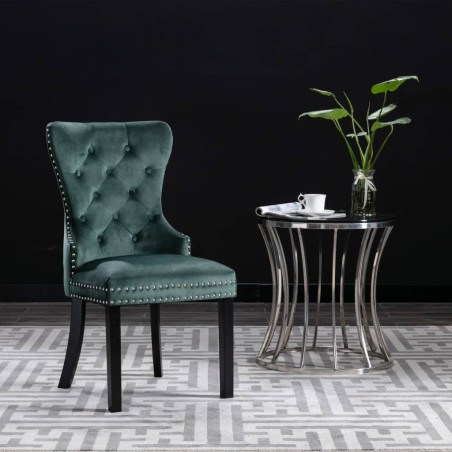 vidaXL Sillas de comedor 2 unidades terciopelo verde oscuro