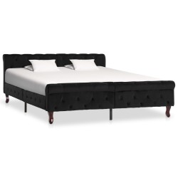 vidaXL Estructura de cama de terciopelo negro 160x200 cm