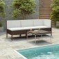 vidaXL Set muebles de jardín 3 pzas y cojines ratán sintético marrón vidaXL Set muebles de jardín 3 pzas y cojines ratán sintético marrón