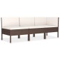 vidaXL Set muebles de jardín 3 pzas y cojines ratán sintético marrón vidaXL Set muebles de jardín 3 pzas y cojines ratán sintético marrón