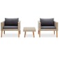 vidaXL Set de muebles de jardín 3 pzas y cojines ratán sintético beige vidaXL Set de muebles de jardín 3 pzas y cojines ratán sintético beige