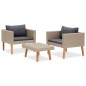 vidaXL Set de muebles de jardín 3 pzas y cojines ratán sintético beige vidaXL Set de muebles de jardín 3 pzas y cojines ratán sintético beige