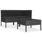 vidaXL Set de muebles de jardín 3 pzas y cojines ratán sintético negro vidaXL Set de muebles de jardín 3 pzas y cojines ratán sintético negro