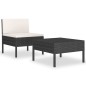 vidaXL Set muebles de jardín 2 piezas y cojines ratán sintético negro vidaXL Set muebles de jardín 2 piezas y cojines ratán sintético negro