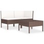 vidaXL Set muebles de jardín 3 pzas y cojines ratán sintético marrón vidaXL Set muebles de jardín 3 pzas y cojines ratán sintético marrón