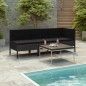 vidaXL Set de muebles de jardín 3 pzas y cojines ratán sintético negro vidaXL Set de muebles de jardín 3 pzas y cojines ratán sintético negro