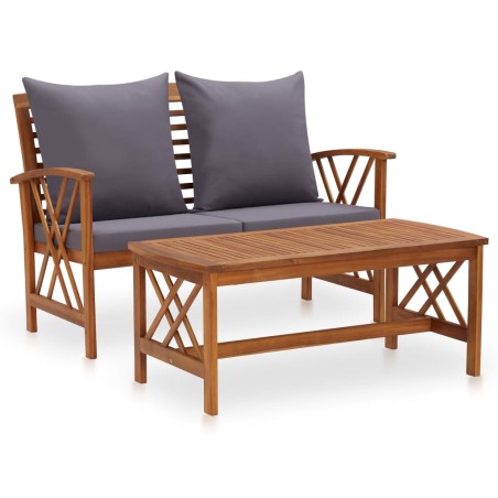 vidaXL Muebles de jardín 2 piezas con cojines madera maciza de acacia 