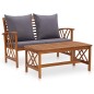 vidaXL Muebles de jardín 2 piezas con cojines madera maciza de acacia 