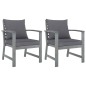 vidaXL Sillas de jardín cojines 2 uds gris oscuro madera maciza acacia vidaXL Sillas de jardín cojines 2 uds gris oscuro madera maciza acacia