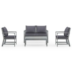 vidaXL Juego muebles de jardín 4 piezas y cojines madera acacia maciza