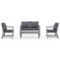 vidaXL Juego muebles de jardín 4 piezas y cojines madera acacia maciza