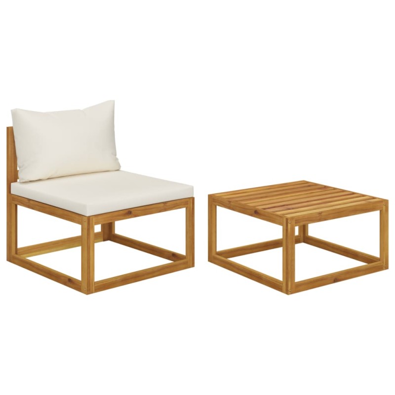 vidaXL Set de sofá de jardín 2 pzas con cojín madera maciza de acacia vidaXL Set de sofá de jardín 2 pzas con cojín madera maciza de acacia