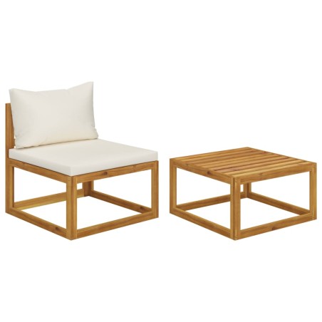 vidaXL Set de sofá de jardín 2 pzas con cojín madera maciza de acacia
