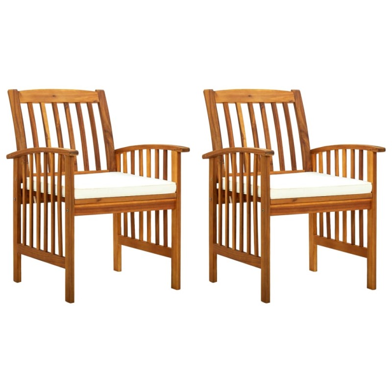 vidaXL Sillas de comedor jardín 2 uds con cojines madera maciza acacia vidaXL Sillas de comedor jardín 2 uds con cojines madera maciza acacia