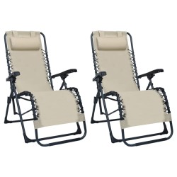 vidaXL Sillas plegables 2 unidades textilene crema