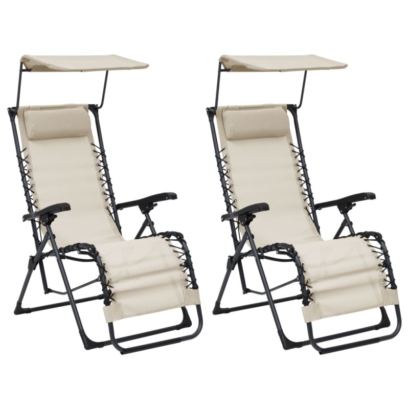 vidaXL Sillas plegables 2 unidades textilene crema vidaXL Sillas plegables 2 unidades textilene crema
