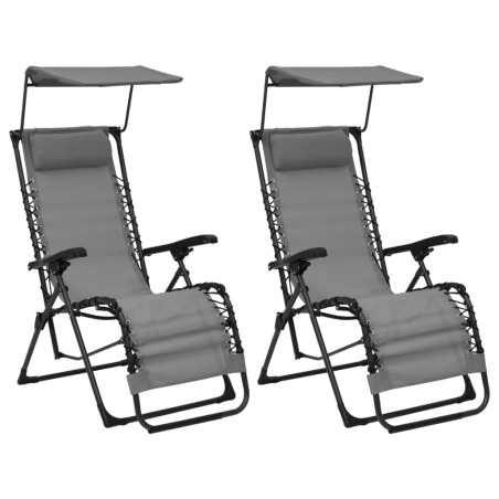 vidaXL Sillas plegables 2 unidades textilene gris
