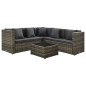 vidaXL Set de muebles de jardín 4 pzas y cojines ratán sintético gris vidaXL Set de muebles de jardín 4 pzas y cojines ratán sintético gris
