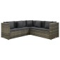 vidaXL Set de muebles de jardín 4 pzas y cojines ratán sintético gris vidaXL Set de muebles de jardín 4 pzas y cojines ratán sintético gris