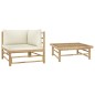 vidaXL Set de muebles de jardín 2 piezas bambú y cojines blanco crema vidaXL Set de muebles de jardín 2 piezas bambú y cojines blanco crema