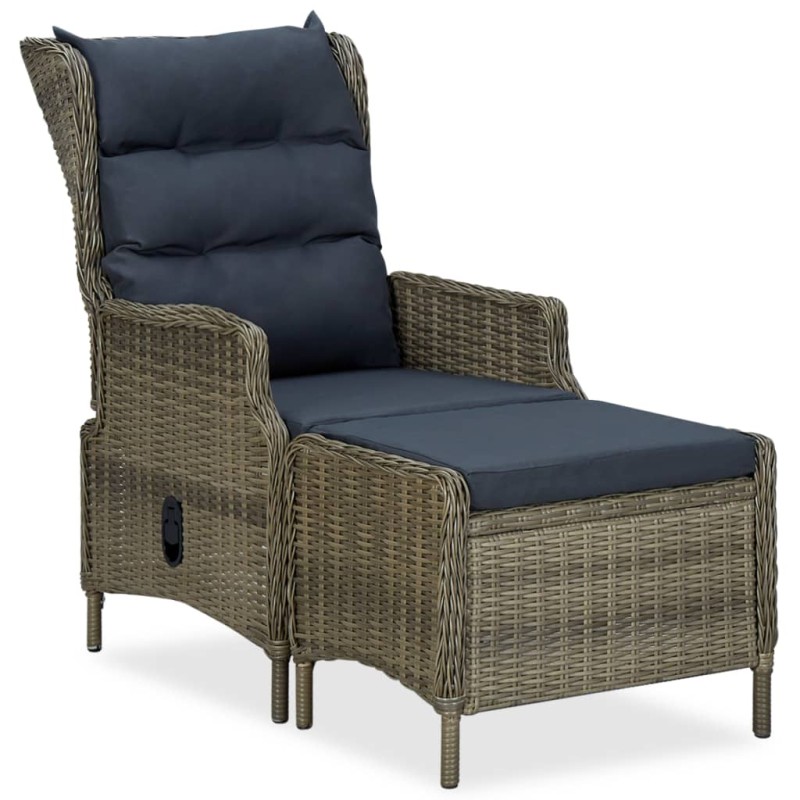 vidaXL Sillón reclinable de jardín y reposapiés ratán sintético marrón vidaXL Sillón reclinable de jardín y reposapiés ratán sintético marrón