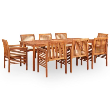 vidaXL Set comedor de jardín 9 pzas y cojines madera maciza de acacia