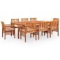 vidaXL Set comedor de jardín 9 pzas y cojines madera maciza de acacia vidaXL Set comedor de jardín 9 pzas y cojines madera maciza de acacia