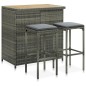 vidaXL Set de mesa y sillas de bar jardín 3 pzas ratán sintético gris vidaXL Set de mesa y sillas de bar jardín 3 pzas ratán sintético gris
