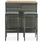vidaXL Set de mesa y sillas de bar jardín 3 pzas ratán sintético gris vidaXL Set de mesa y sillas de bar jardín 3 pzas ratán sintético gris