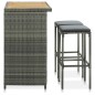 vidaXL Set de mesa y sillas de bar jardín 3 pzas ratán sintético gris vidaXL Set de mesa y sillas de bar jardín 3 pzas ratán sintético gris