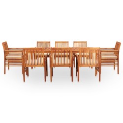 vidaXL Set comedor de jardín 9 pzas y cojines madera maciza de acacia