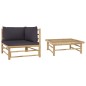 vidaXL Set de muebles de jardín 2 piezas bambú y cojines gris oscuro vidaXL Set de muebles de jardín 2 piezas bambú y cojines gris oscuro