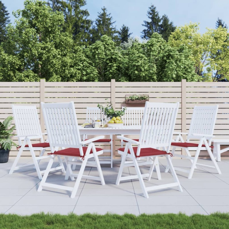 vidaXL Cojines de silla de jardín 6 uds tela rojo tinto 50x50x3 cm vidaXL Cojines de silla de jardín 6 uds tela rojo tinto 50x50x3 cm