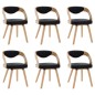 vidaXL Sillas de comedor 6 uds madera curvada cuero sintético negro vidaXL Sillas de comedor 6 uds madera curvada cuero sintético negro