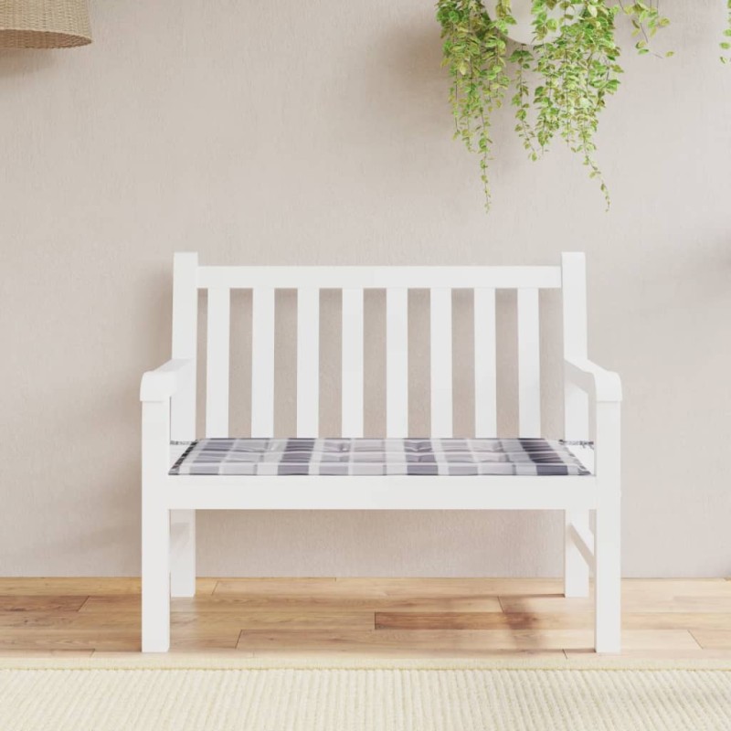 vidaXL Cojín de banco de jardín tela Oxford a cuadros gris 100x50x3cm vidaXL Cojín de banco de jardín tela Oxford a cuadros gris 100x50x3cm