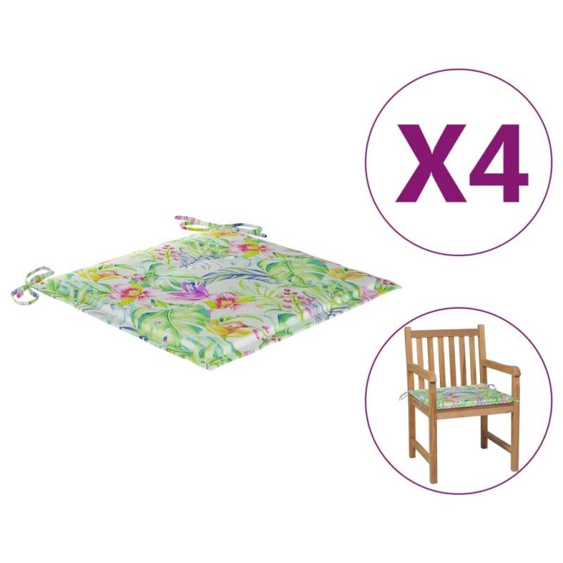 vidaXL Cojines de silla de jardín 4 uds tela Oxford hojas 50x50x3 cm vidaXL Cojines de silla de jardín 4 uds tela Oxford hojas 50x50x3 cm